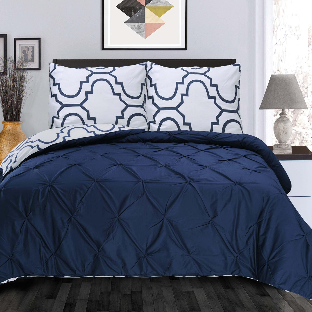 Cotton Modern Geometric Valencia Set with Button Closure