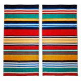Cotton Multicolored Striped Oversized 2 Piece Beach Towel