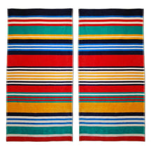 Cotton Multicolored Striped Oversized 2 Piece Beach Towel