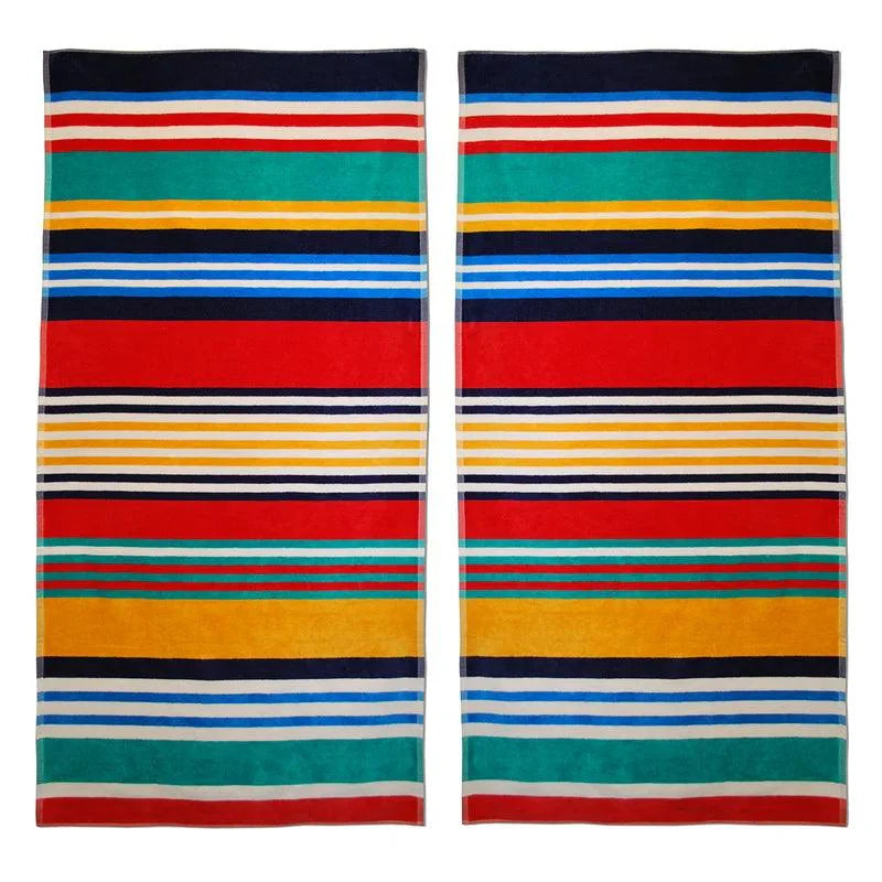 Cotton Multicolored Striped Oversized 4 Piece Beach Towel