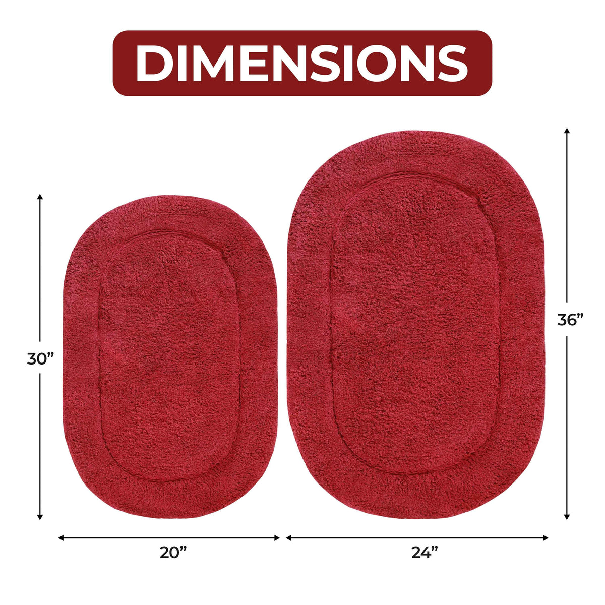 Cotton Non Slip Oval 2 Piece Bath Rug Set