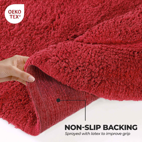 Cotton Non Slip Oval 2 Piece Bath Rug Set