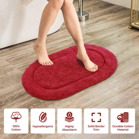 Cotton Non Slip Oval 2 Piece Bath Rug Set