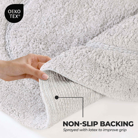 Cotton Non Slip Oval 2 Piece Bath Rug Set