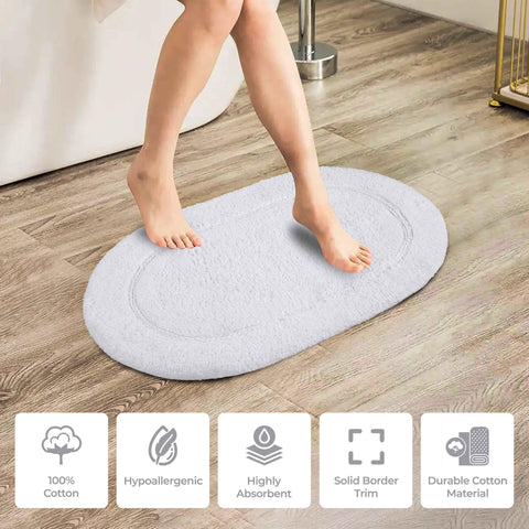Cotton Non Slip Oval 2 Piece Bath Rug Set