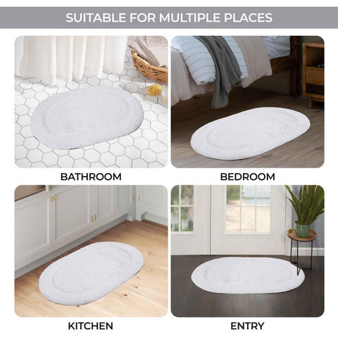 Cotton Non Slip Oval 2 Piece Bath Rug Set