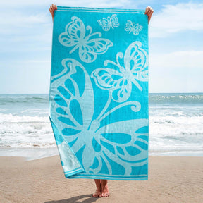 Cotton Oversized Butterflies 2 Piece Beach Towel Set