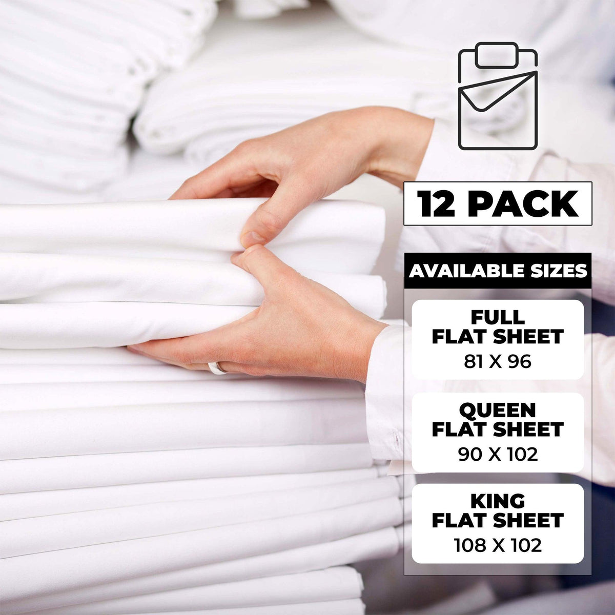 Cotton Rich Percale Hotel Quality Flat Bed Sheets Set Of 3, 6, 12