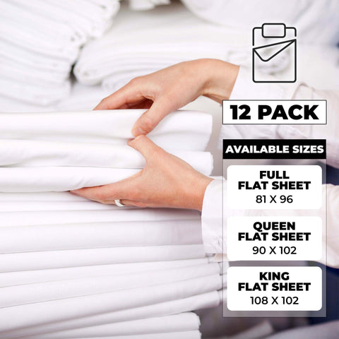 Cotton Blend Percale Hotel Quality Flat Bed Sheets Set Of 3, 6, 12