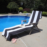 Cabana Striped Cotton Standard Size Chaise Lounge Chair Cover Set