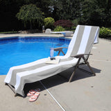 Cabana Striped Cotton Standard Size Chaise Lounge Chair Cover Set
