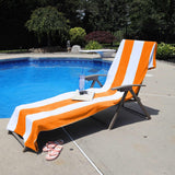 Cabana Striped Cotton Standard Size Chaise Lounge Chair Cover Set
