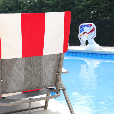 Cabana Striped Cotton Standard Size Chaise Lounge Chair Cover Set