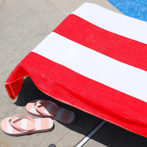 Cotton Standard Size Cabana Stripe Chaise Lounge Chair Cover