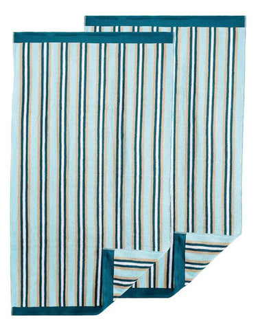 Cotton Striped Medium Weight 2 Piece Bath Sheet Set