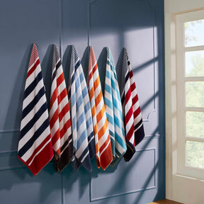 Cotton Striped Oversized 4 Piece Beach Towel Set