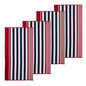 Cotton Striped Oversized 4 Piece Beach Towel Set