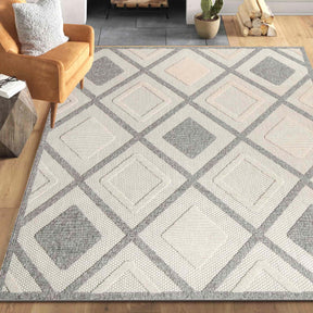 Daelyn Diamond Lattice Area Rug Modern Indoor Outdoor Rugs