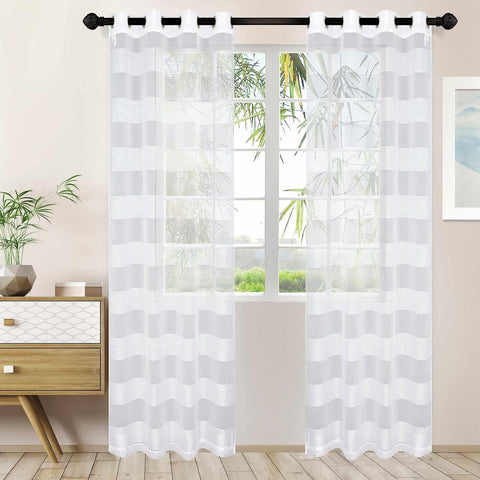 Dalisto Braided Rope Textured Grommet Sheer Curtain Set of 2