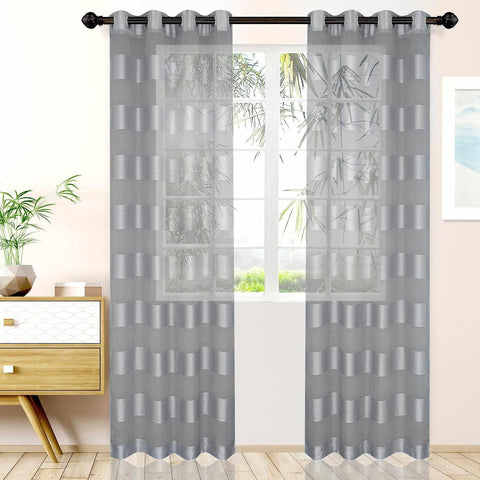 Dalisto Braided Rope Textured Grommet Sheer Curtain Set of 2