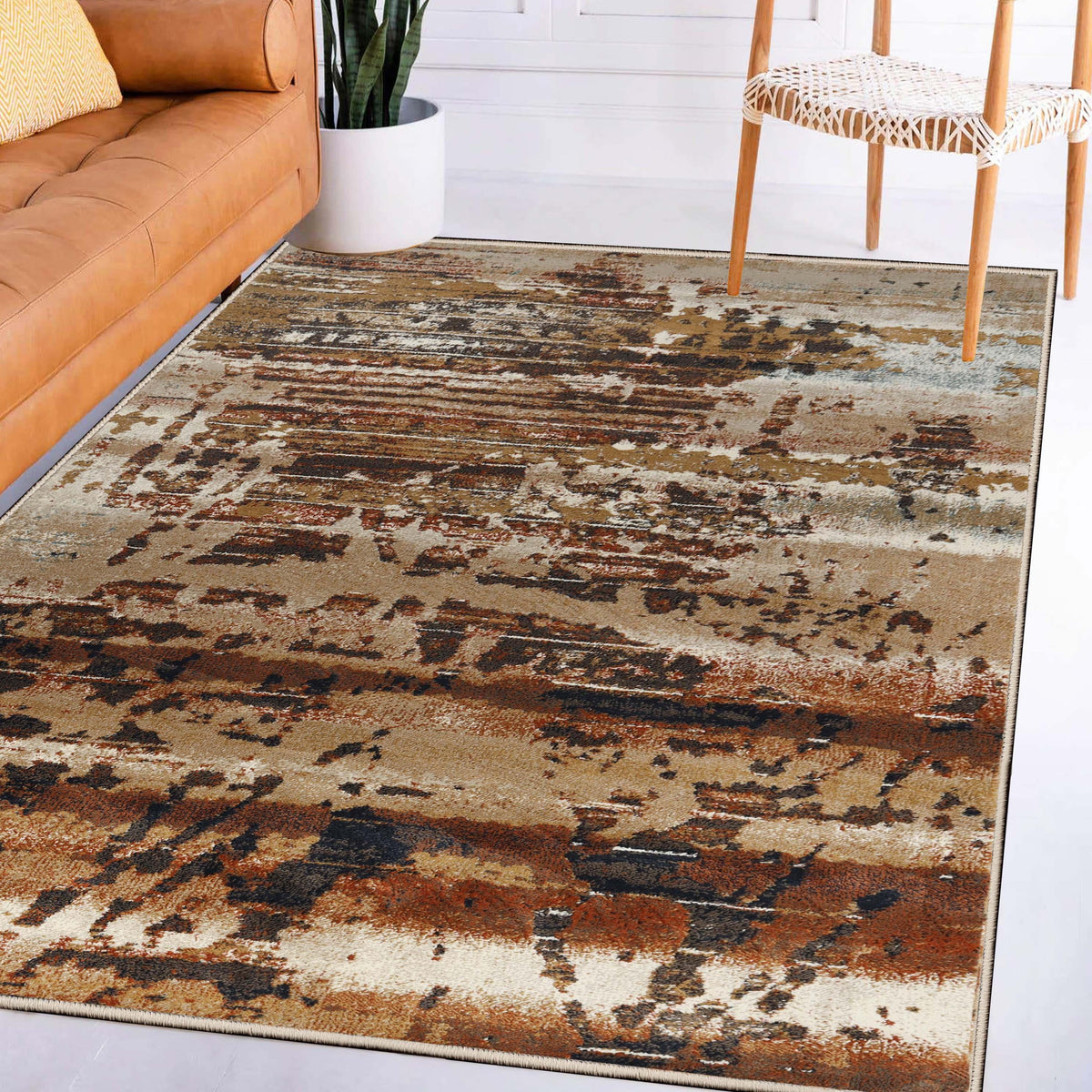 Damara Modern Splatter Abstract Indoor Area Rugs or Runner Rug