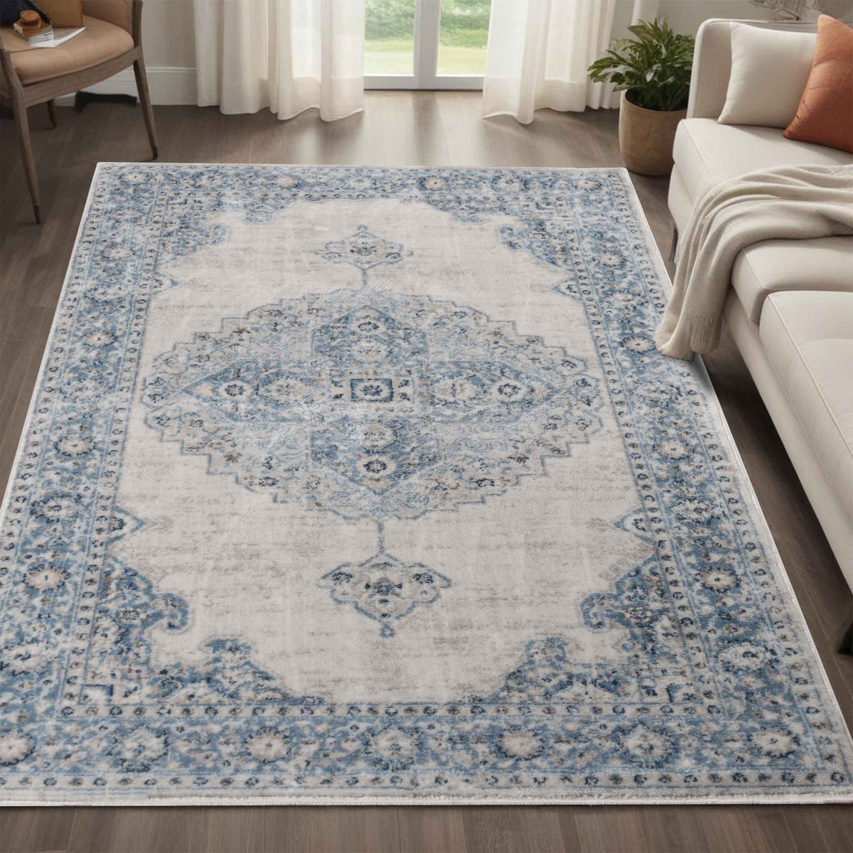 Demelza Vintage Traditional Oriental Medallion Indoor Area Rug or Runner