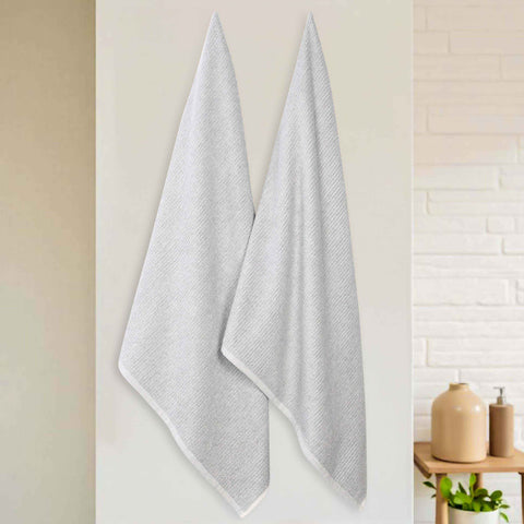 Destin Cotton Blend Medium Weight Ribbed Bath Sheets, Set of 2