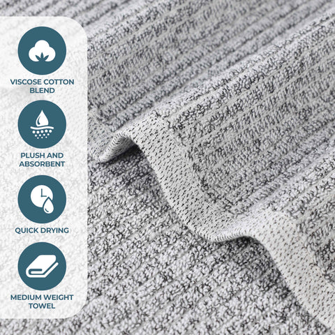 Destin Cotton Blend Medium Weight Textured Ribbed 12 Piece Towel Set