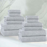 Destin Cotton Blend Medium Weight Textured Ribbed 12 Piece Towel Set