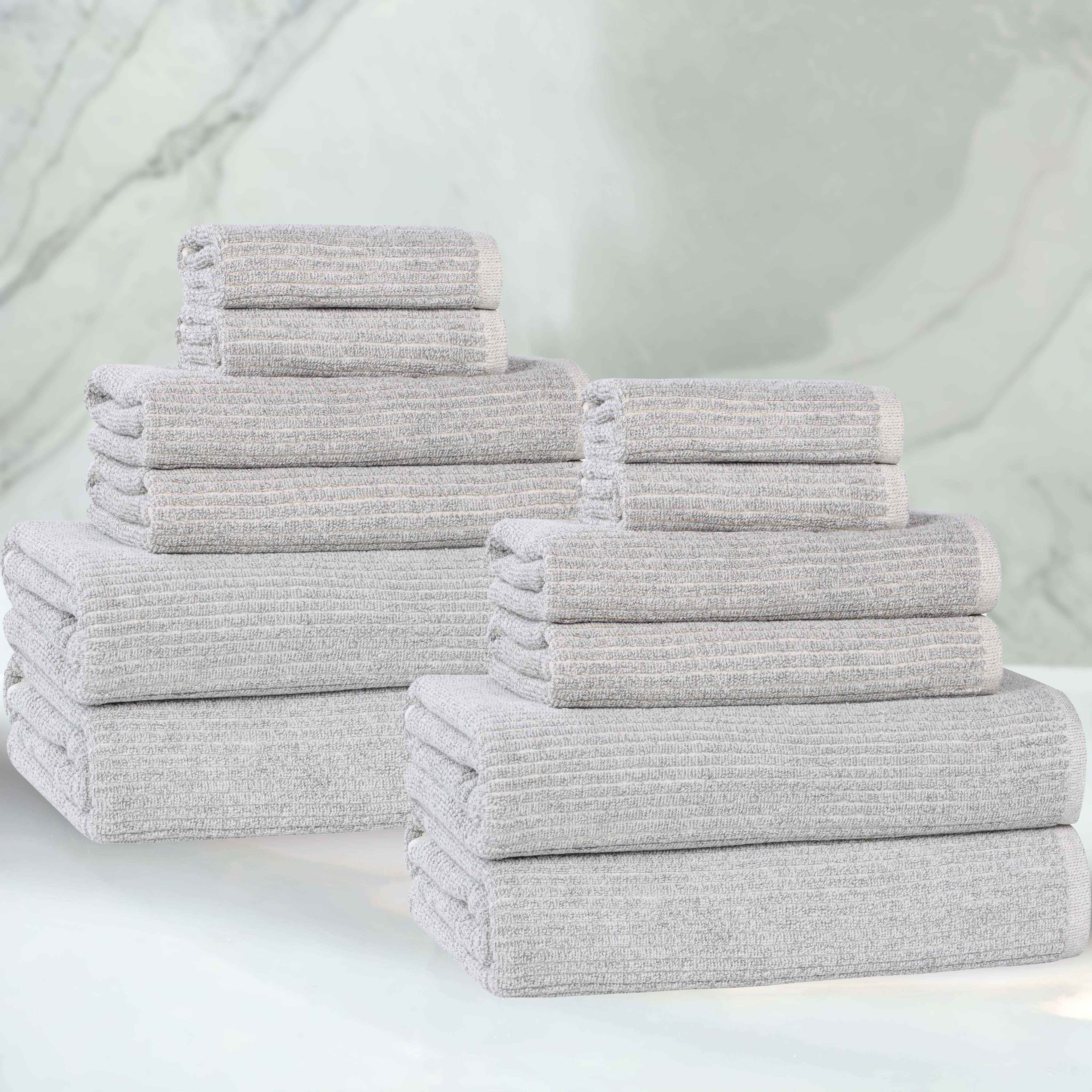 Destin Cotton Blend Medium Weight Textured Ribbed 12 Piece Towel Set