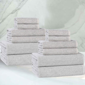 Destin Cotton Blend Medium Weight Textured Ribbed 12 Piece Towel Set
