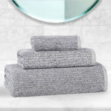 Destin Cotton Blend Medium Weight Textured Ribbed 3 Piece Towel Set