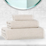Destin Cotton Blend Medium Weight Textured Ribbed 3 Piece Towel Set