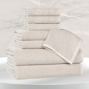 Destin Cotton Blend Medium Weight Textured Ribbed 8 Piece Towel Set