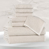 Destin Cotton Blend Medium Weight Textured Ribbed 8 Piece Towel Set