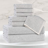 Destin Cotton Blend Medium Weight Textured Ribbed 8 Piece Towel Set