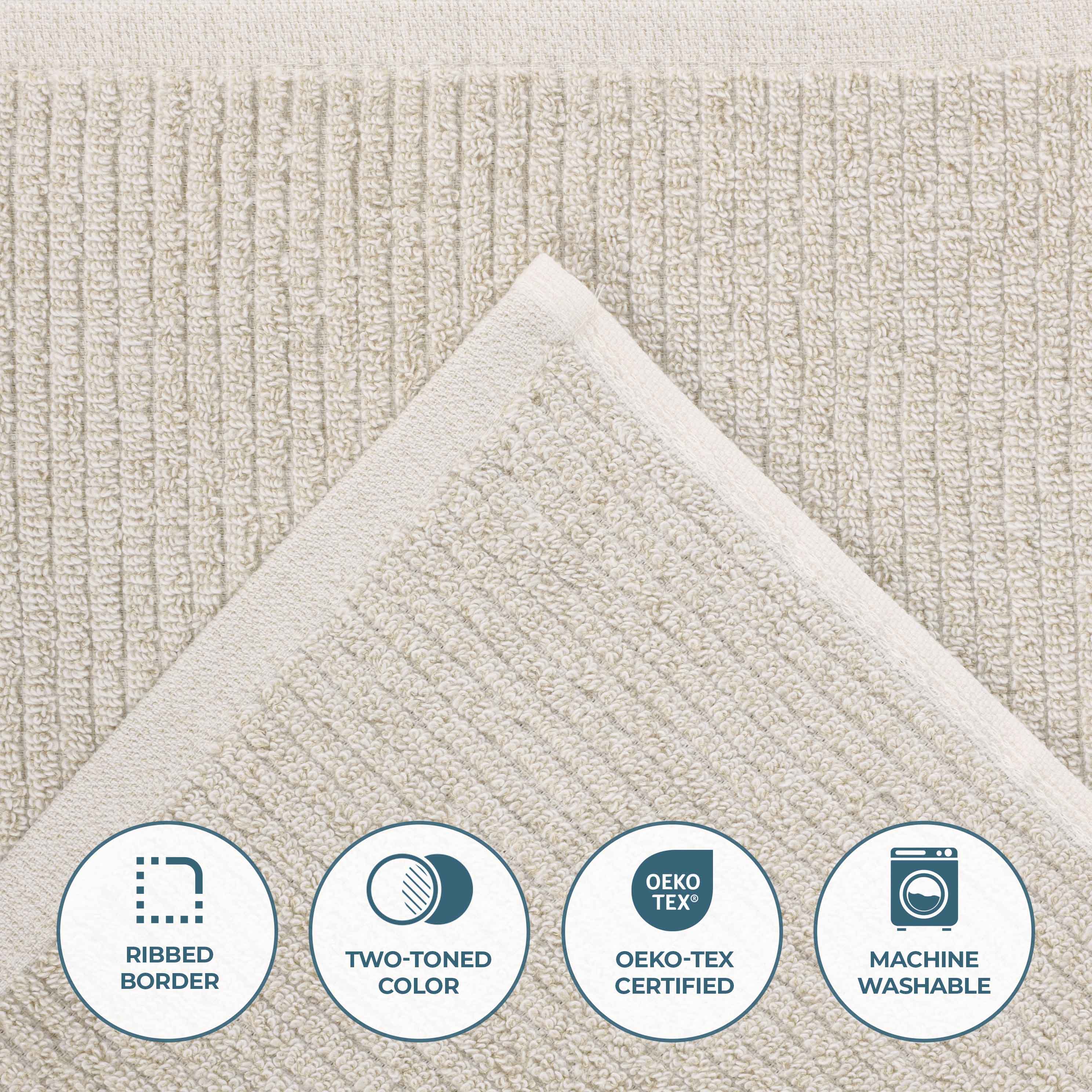 Cotton Blend Medium Weight Ribbed Bath Towel Set of 2