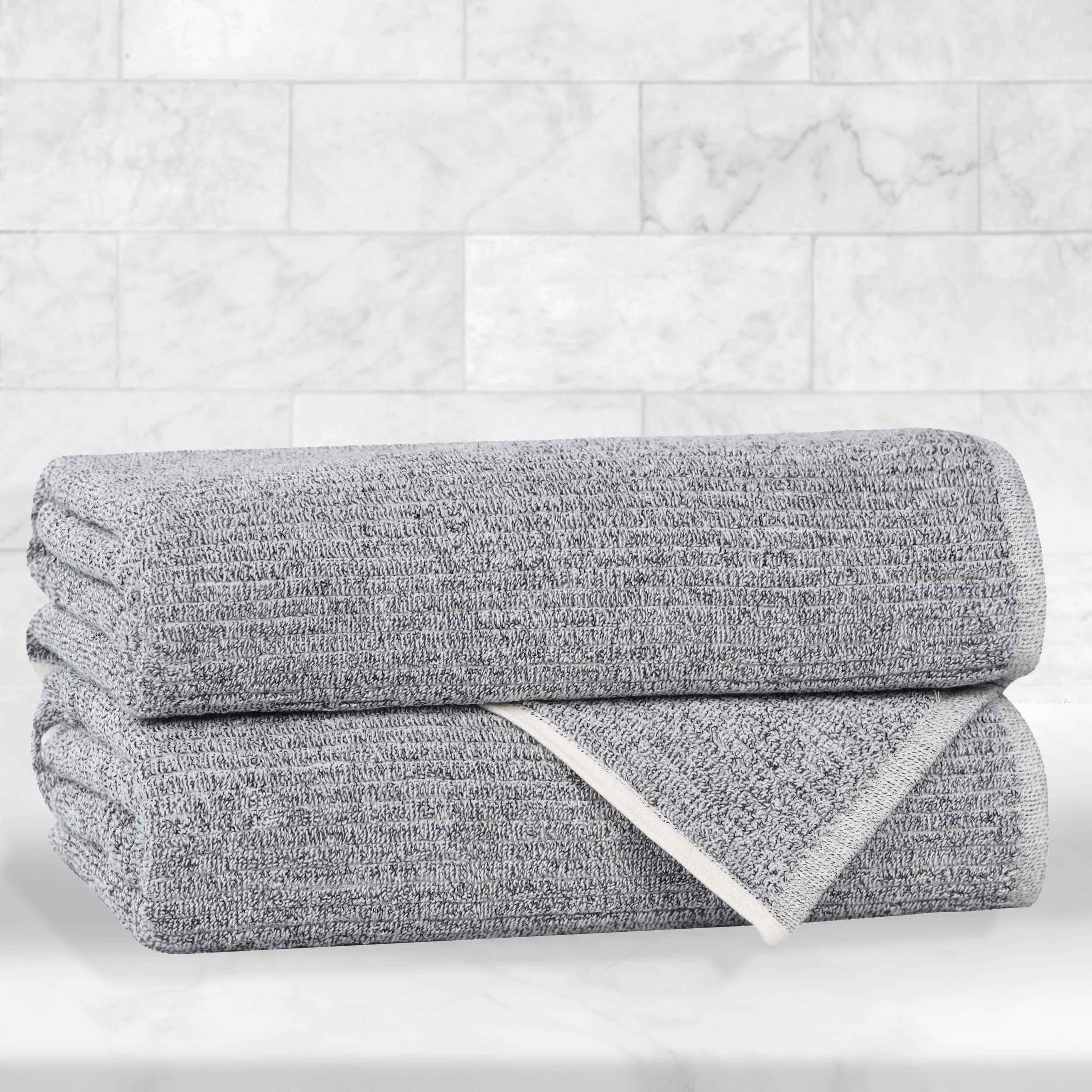 Cotton Blend Medium Weight Ribbed Bath Towel Set of 2