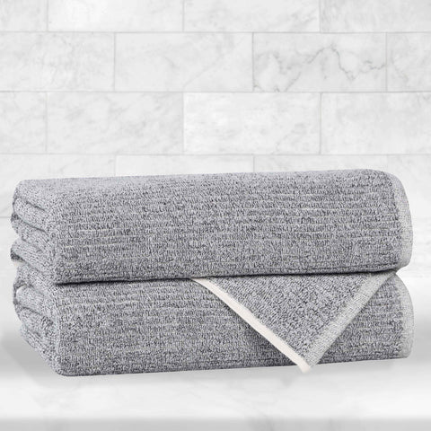 Cotton Blend Medium Weight Ribbed Bath Towel Set of 2