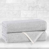 Cotton Blend Medium Weight Ribbed Bath Towel Set of 2