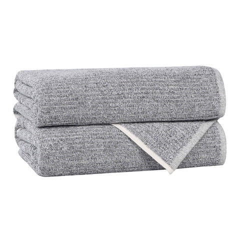 Cotton Blend Medium Weight Ribbed Bath Towel Set of 2