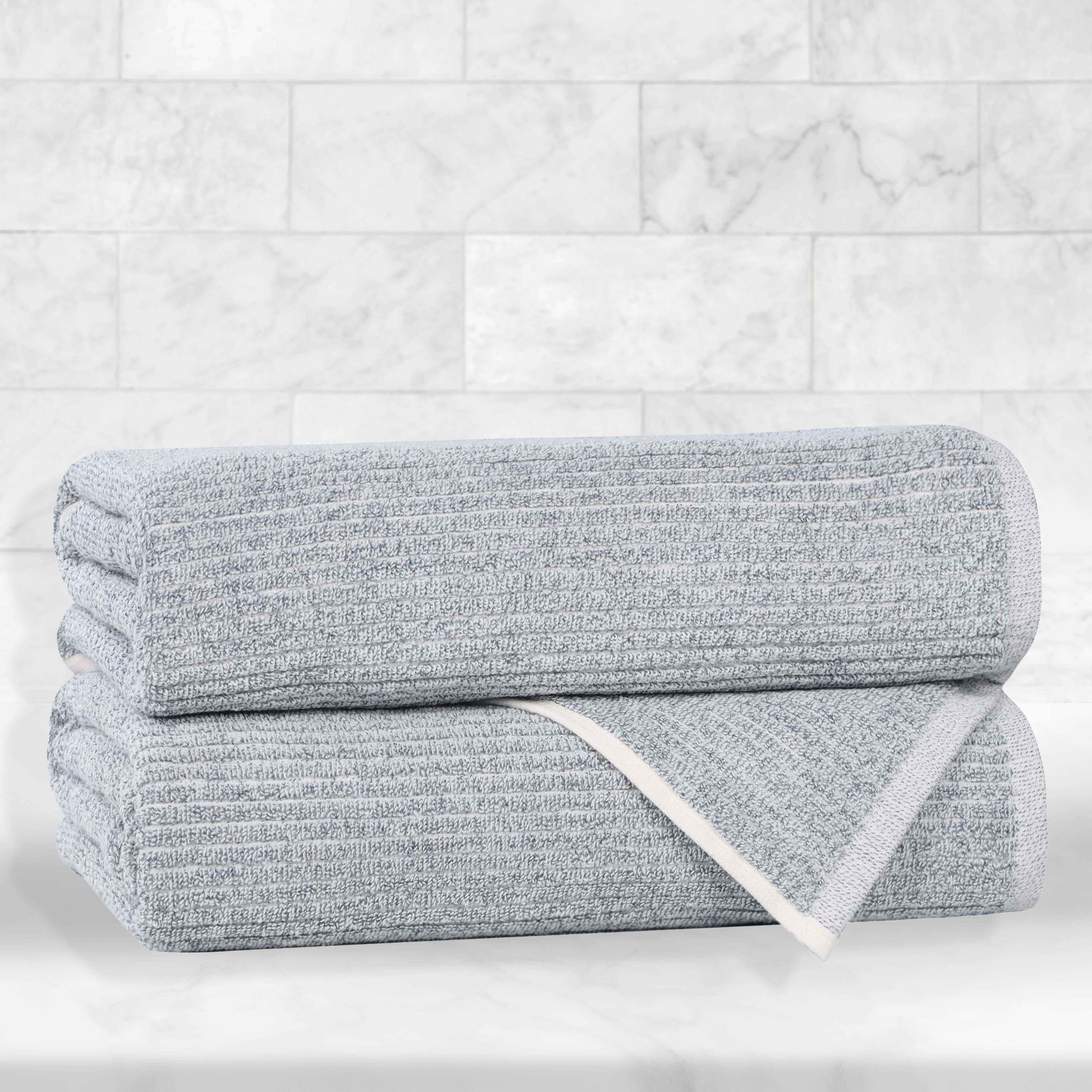 Cotton Blend Medium Weight Ribbed Bath Towel Set of 2