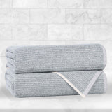 Cotton Blend Medium Weight Ribbed Bath Towel Set of 2