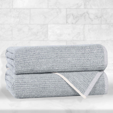 Cotton Blend Medium Weight Ribbed Bath Towel Set of 2