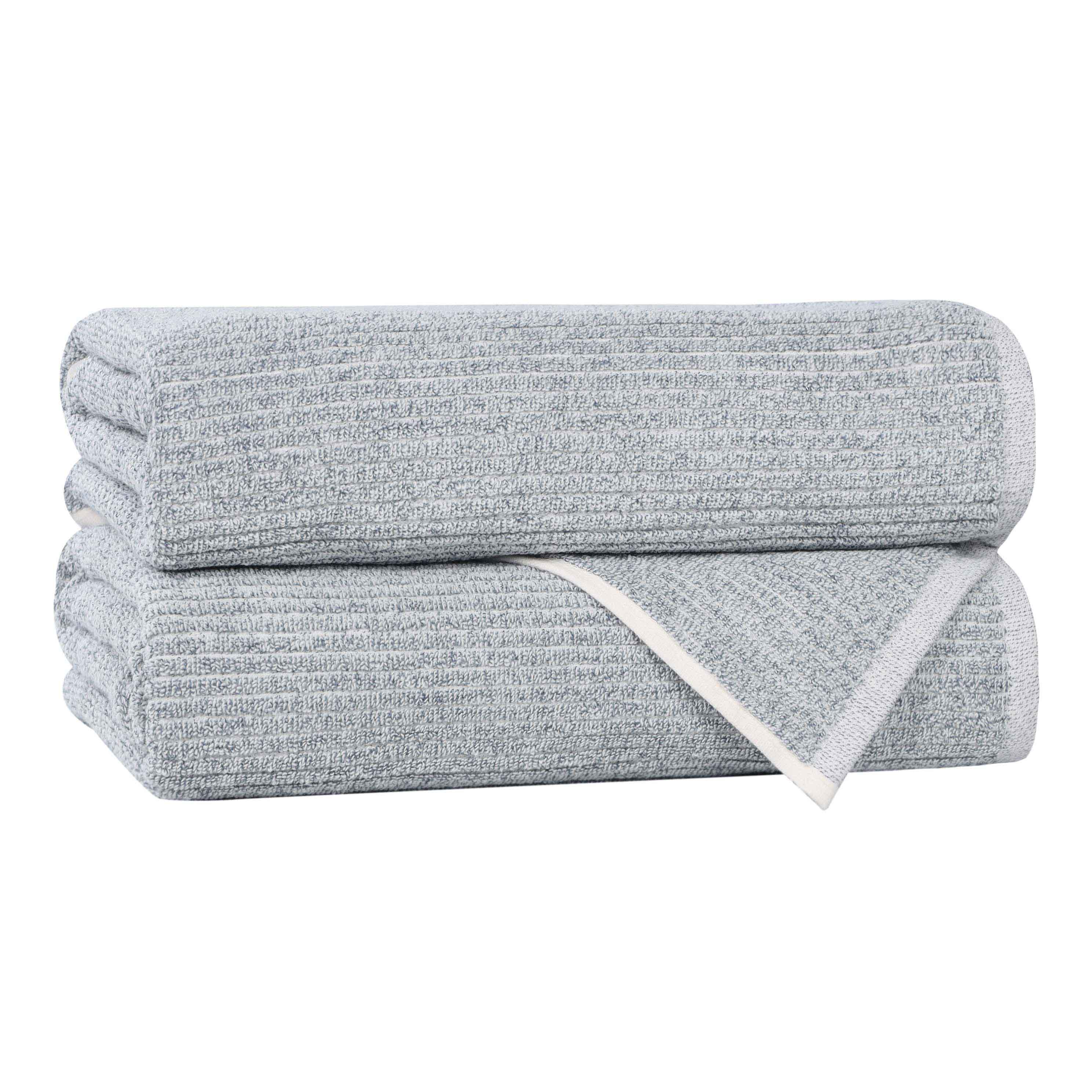 Cotton Blend Medium Weight Ribbed Bath Towel Set of 2