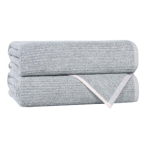 Cotton Blend Medium Weight Ribbed Bath Towel Set of 2