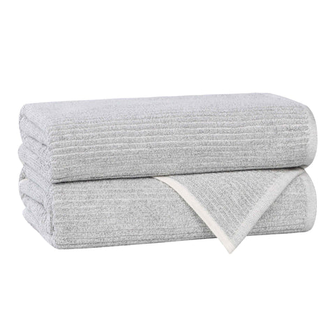 Cotton Blend Medium Weight Ribbed Bath Towel Set of 2
