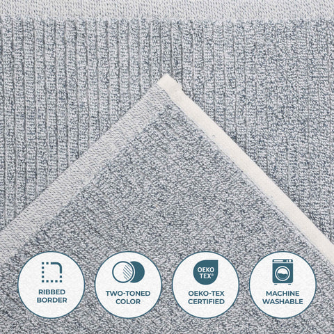 Cotton Blend Medium Weight Ribbed Bath Towel Set of 2