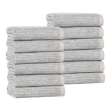 Destin Cotton Blend Textured Ribbed Face Towels Washcloths, Set of 12