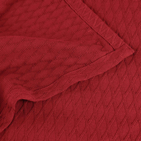 100% Cotton Thermal Blanket – Diamond Weave All-Season, Lightweight & Breathable